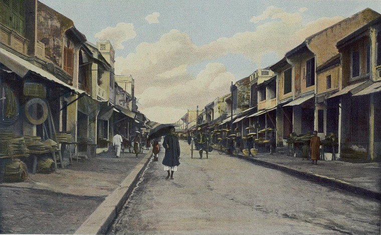 Phố Hàng Ảnh tô màu cực quý về Đông Dương năm 1903Nón, Hà Nội.